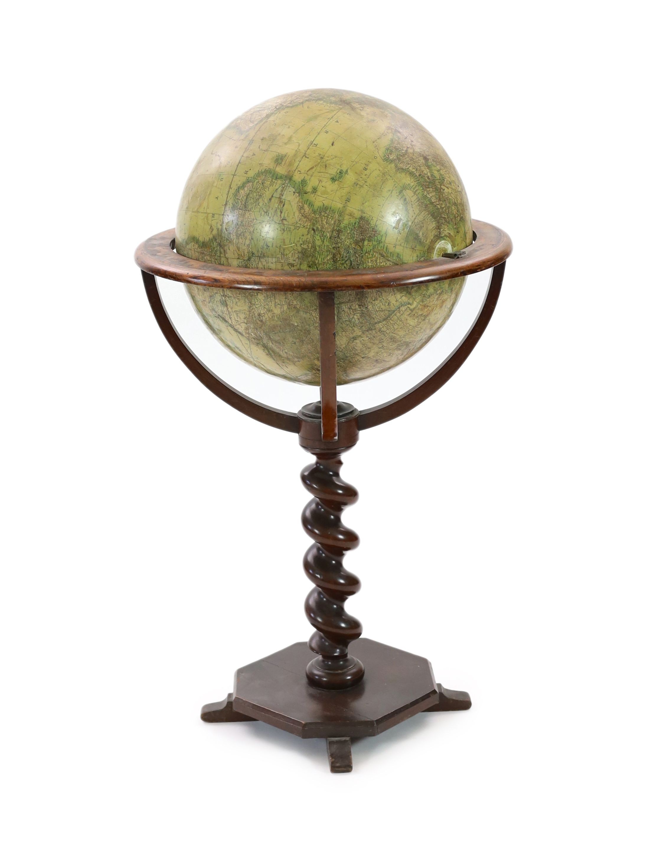 A Thomas Malby & Son 18 inch terrestrial globe, diameter 61cm height 102cm